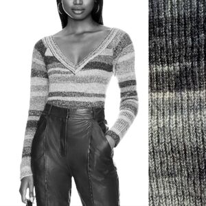 525 America X Revolve off shoulders cropped knit sweater pullover spacedye